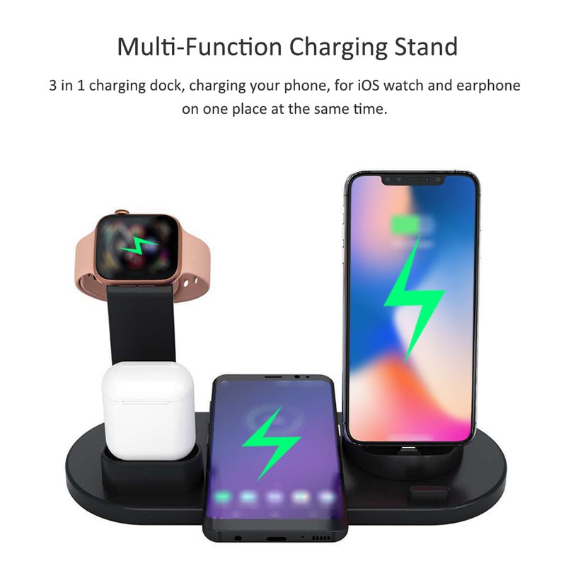 3-In-1 Bracket Charging Dock Holder For Smart Phone iOS Watch And Earphone Black - Image 3