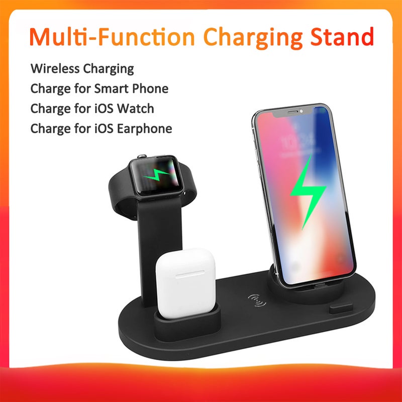 3-In-1 Bracket Charging Dock Holder For Smart Phone iOS Watch And Earphone Black - Image 1