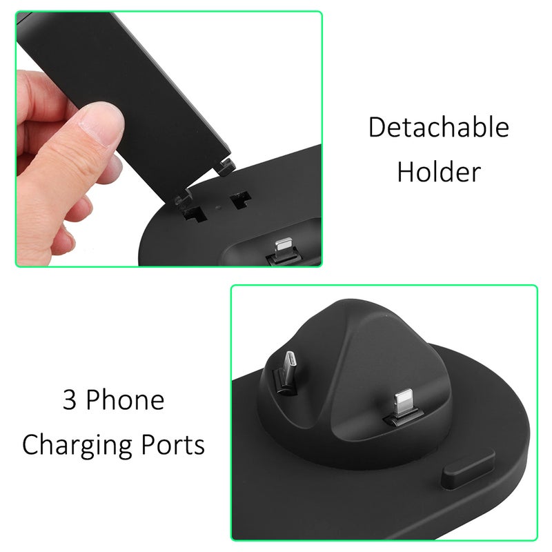 3-In-1 Bracket Charging Dock Holder For Smart Phone iOS Watch And Earphone Black - Image 5