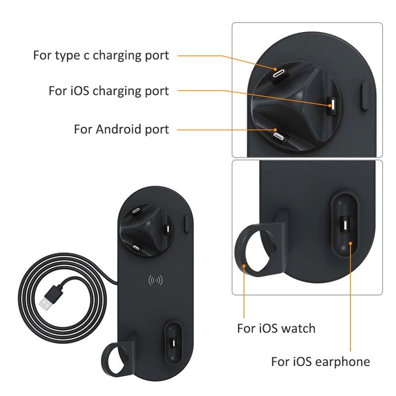Generic - 3-In-1 Bracket charging Dock Holder For Smart Phone iOS Watch And Earphone White - Image 1