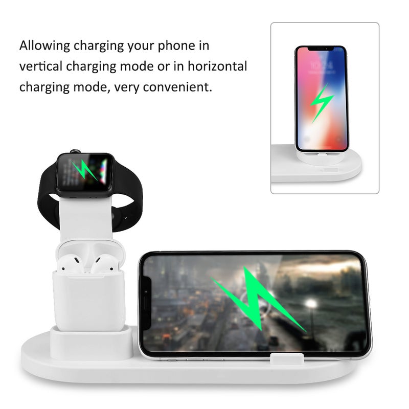 Generic - 3-In-1 Bracket charging Dock Holder For Smart Phone iOS Watch And Earphone White - Image 1