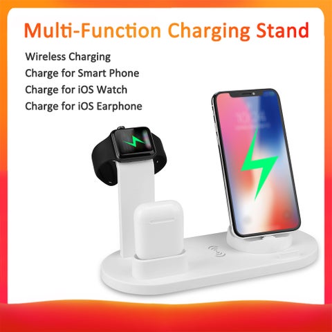 3-In-1 Bracket charging Dock Holder For Smart Phone iOS Watch And Earphone White