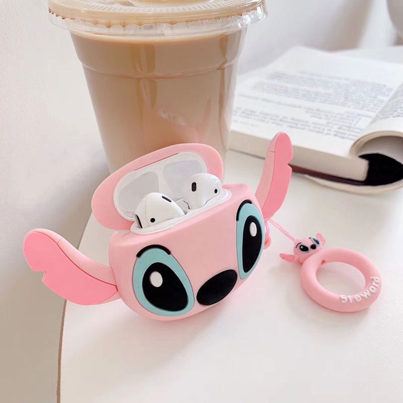 Generic - 3D Cute Cartoon Full Cover Silicone Headset Protector Case Box Pink - Image 1