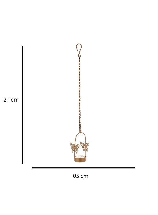 Pack Of 2 Butterfly Hanging Tea Light Holder Gold 21x5cm - Image 2