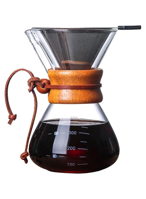Manual Coffee Pot With Strainer Filter Clear 16x10cm