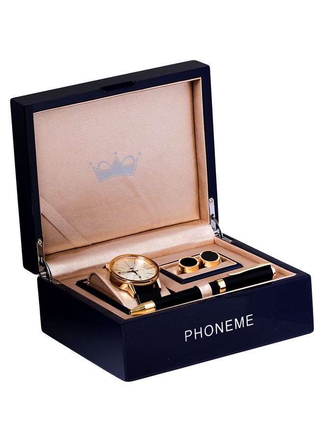 فونيم طقم ساعة بعقارب مع سوار من الجلد طراز 2007674 للرجال - Image 1