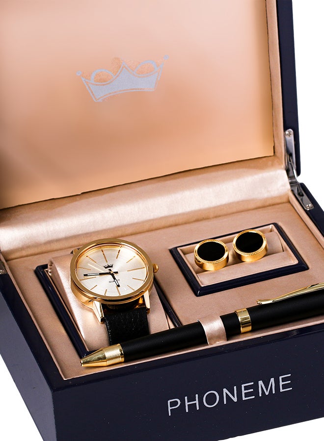 فونيم طقم ساعة بعقارب مع سوار من الجلد طراز 2007674 للرجال - Image 3