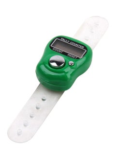 Generic Durable Finger Ring Digital Counter Green/White/Silver 
