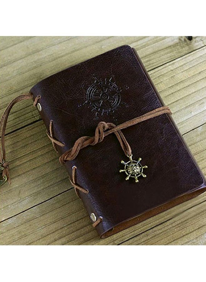 A5 Retro Helm String Faux Leather Journal Brown
