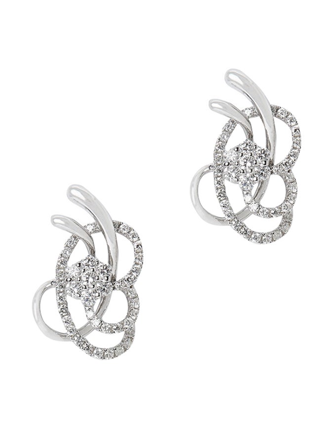 أناكا أقراط من الذهب الأبيض عيار 18 قيراط مرصعة بالألماس - Image 1