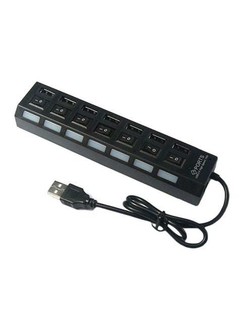 7-Port USB Hub With Switch Black