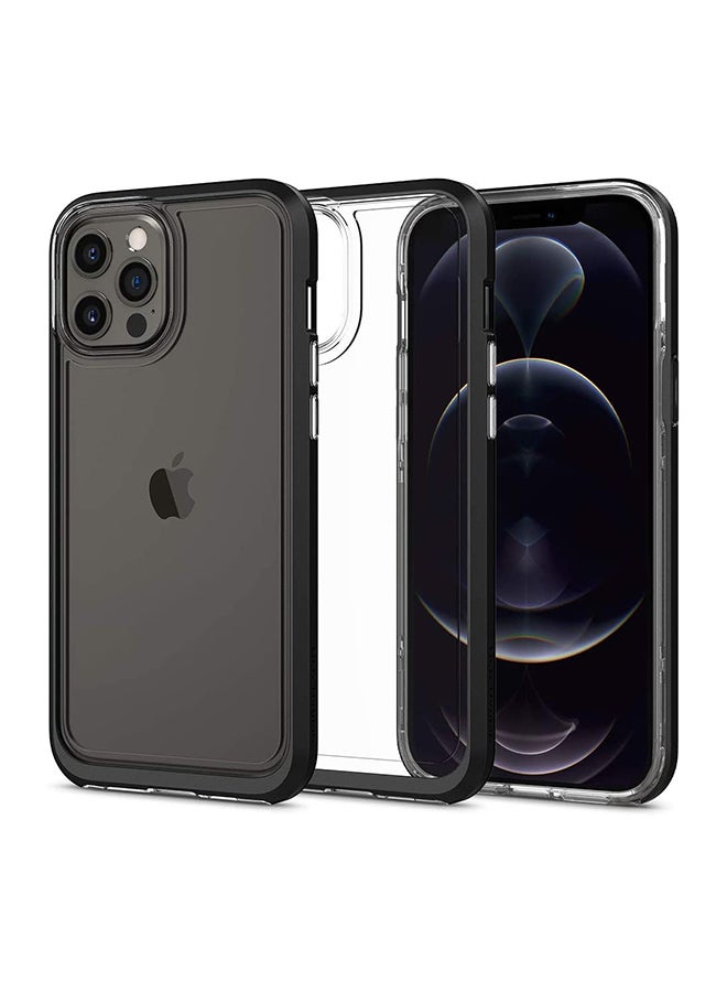 سبايجن غطاء حماية نيو هايبرد بتصميم شفاف لهاتف آيفون 12 برو ماكس أسود - Image 1