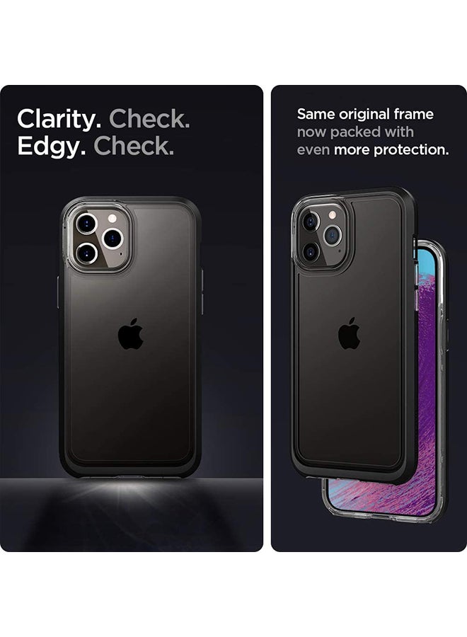 سبايجن غطاء حماية نيو هايبرد بتصميم شفاف لهاتف آيفون 12 برو ماكس أسود - Image 2