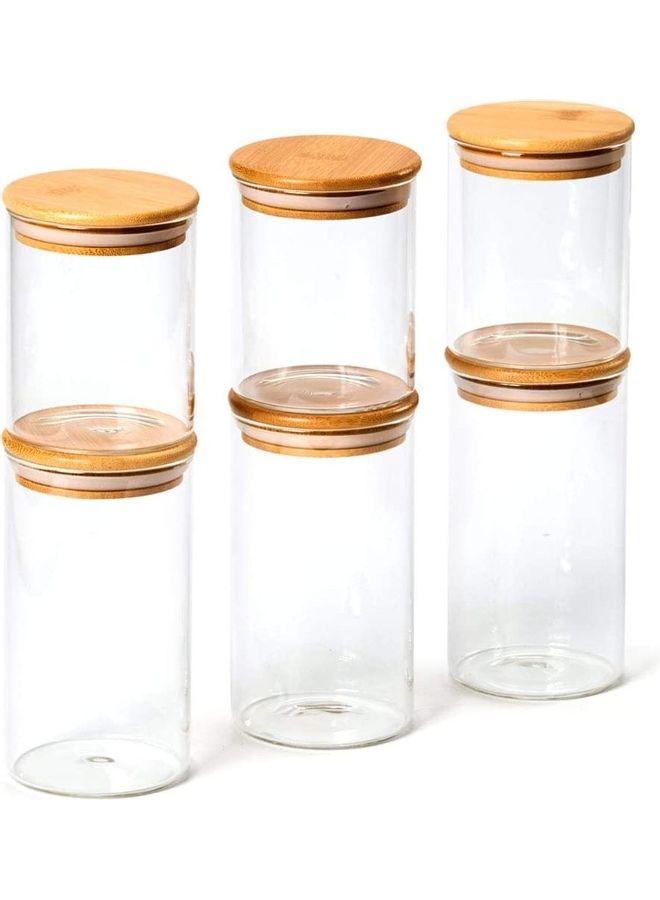 Lushh - 6-Piece Glass Food Container Set With Airtight Lid Clear - Image 1