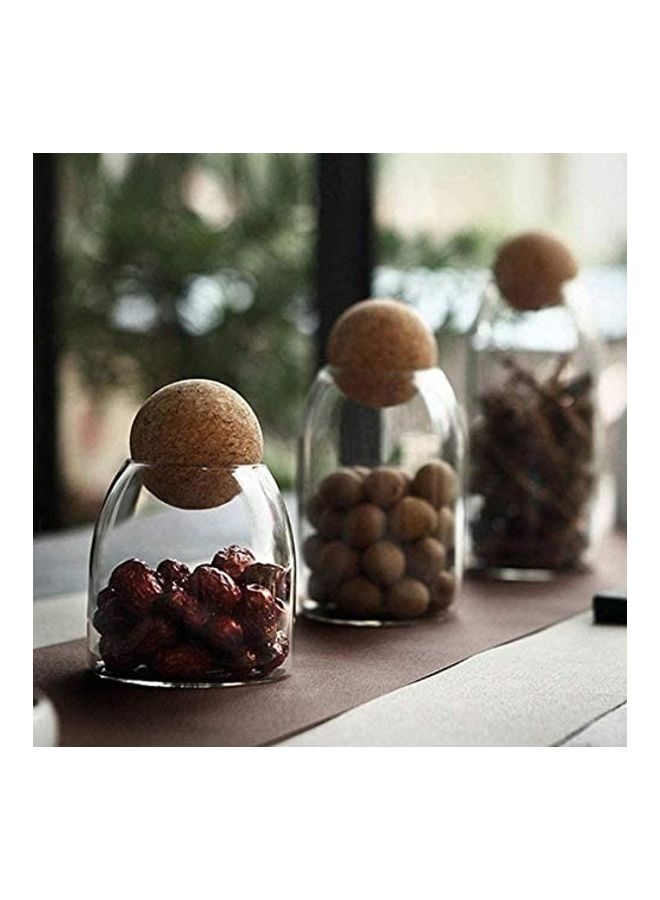 Lushh - 3-Piece Glass Food Storage Jar With Round Ball Cork Lid Clear 1200ml - Image 1