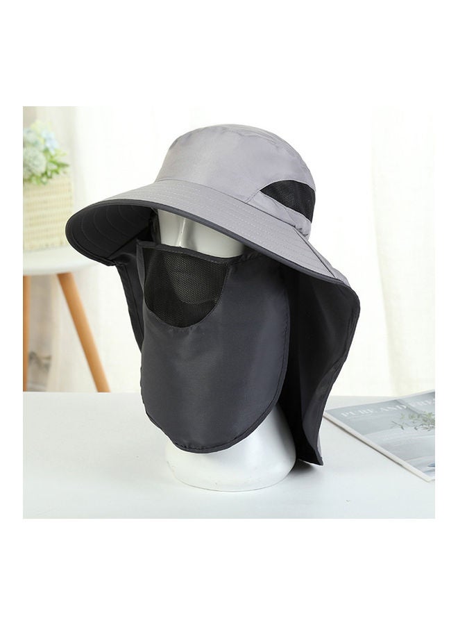 Generic UV-Protection Hat Hiking Hat with Removable Mesh Face Neck Flap Cover Fishing Cap for Man Women Light Grey 14.00*3.00*13.00cm  - Image 1
