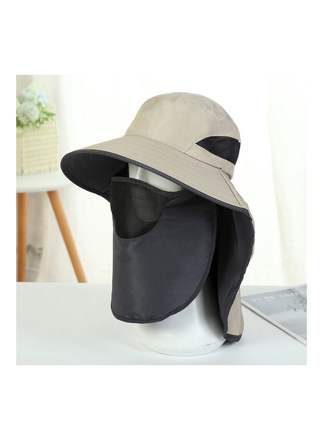 Generic UV-Protection Hat Hiking Hat with Removable Mesh Face Neck Flap Cover Fishing Cap for Man Women Beige 14.00*3.00*13.00cm  - Image 1