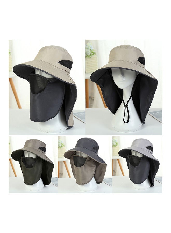 Generic UV-Protection Hat Hiking Hat with Removable Mesh Face Neck Flap Cover Fishing Cap for Man Women Beige 14.00*3.00*13.00cm  - Image 4