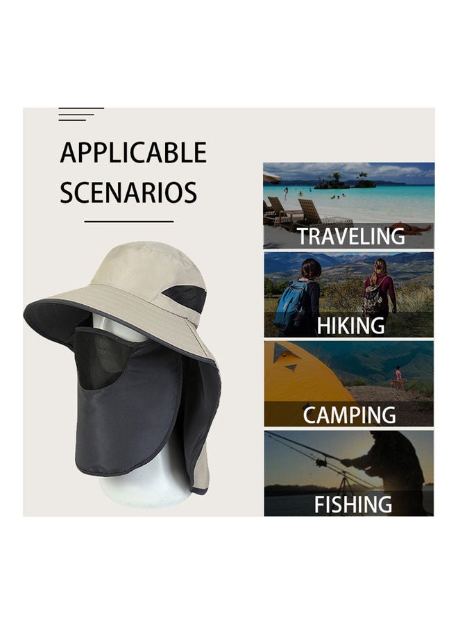 Generic UV-Protection Hat Hiking Hat with Removable Mesh Face Neck Flap Cover Fishing Cap for Man Women Light Grey 14.00*3.00*13.00cm  - Image 3