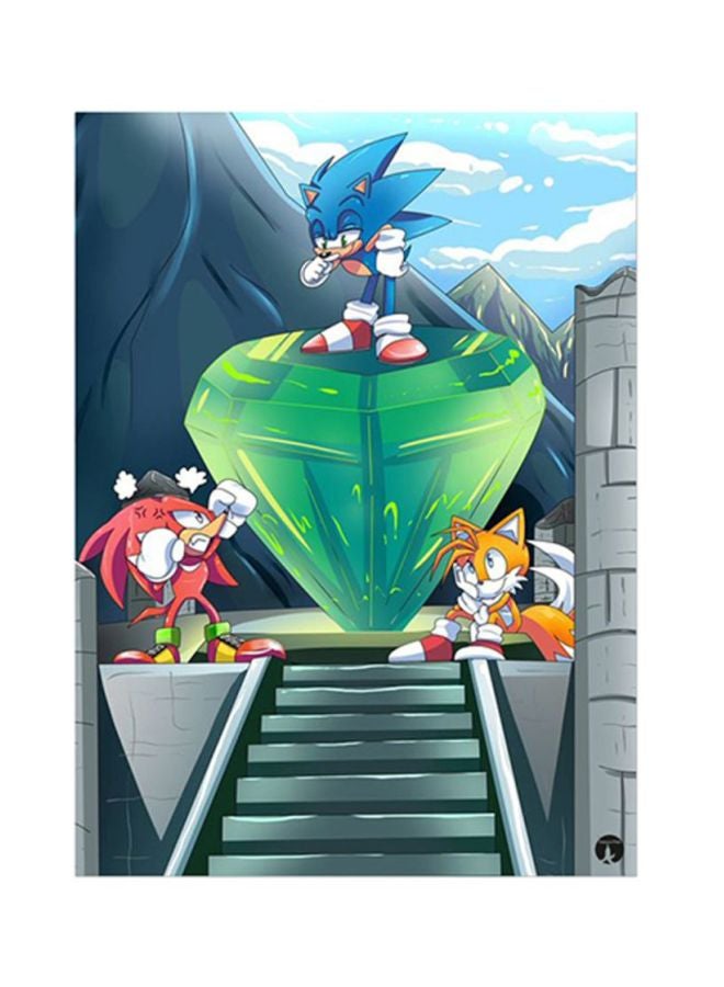 ملصق لوحي من المعدن بطبعة من لعبة الفيديو "Sonic" متعدد الألوان 15x20سم