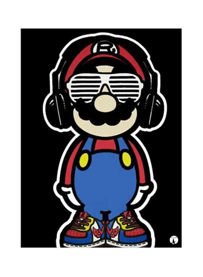 ملصق جداري معدني مزين بطباعة لسوبر ماريو أسود/أزرق/ أحمر 15x20سم