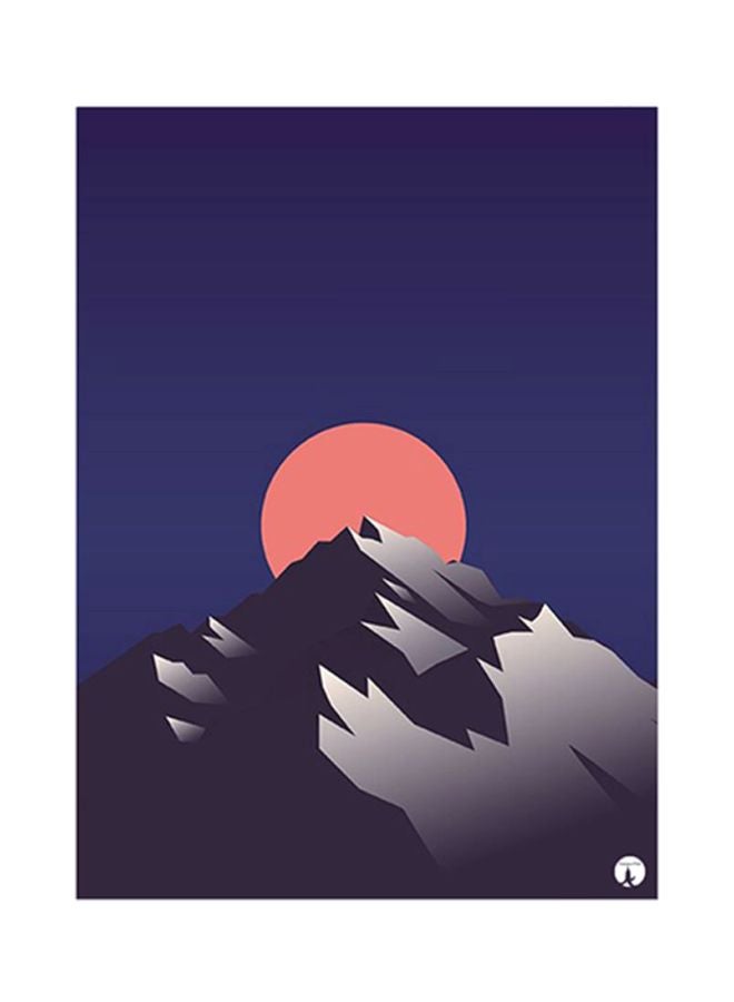 بي بي ملصق لوحي من المعدن بطبعة جبل برتقالي/أزرق/رمادي 15x20Ø³Ù†ØªÙŠÙ…ØªØ±