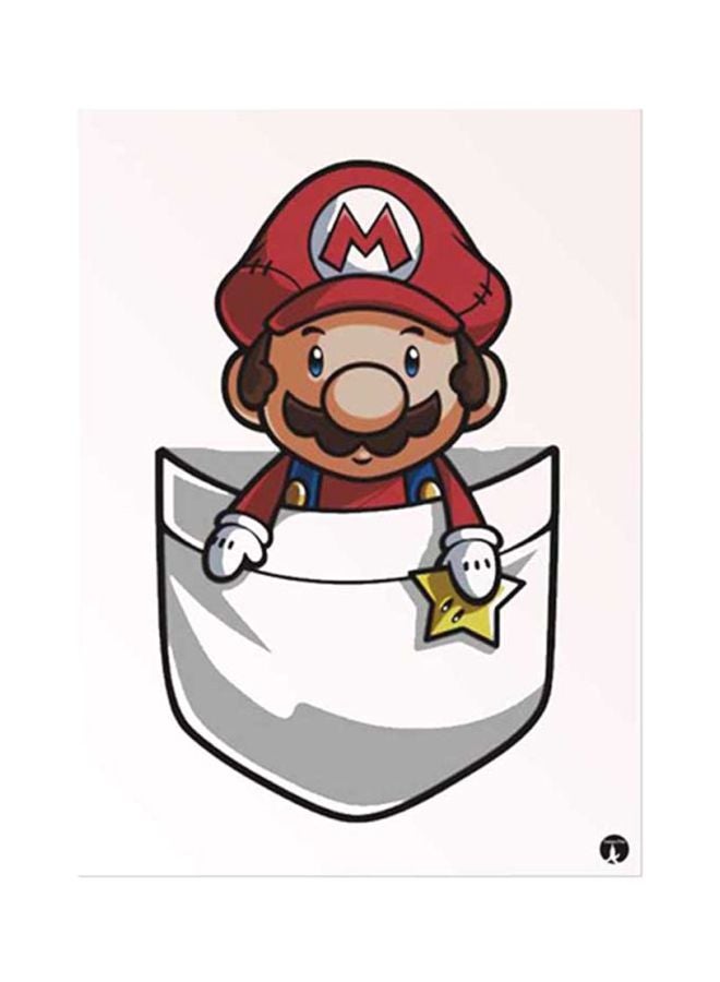 Super Mario Themed Metal Plate Poster White/Red/Brown 15x20cm