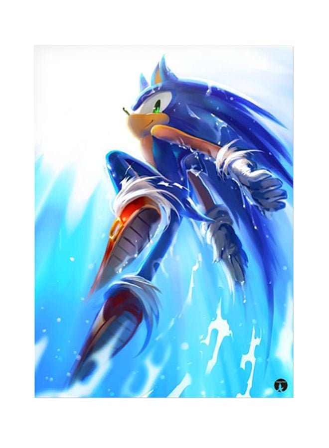 بي بي ملصق معدني بطبعة من لعبة الفيديو Sonic أزرق/أصفر/أحمر 15x20سم 