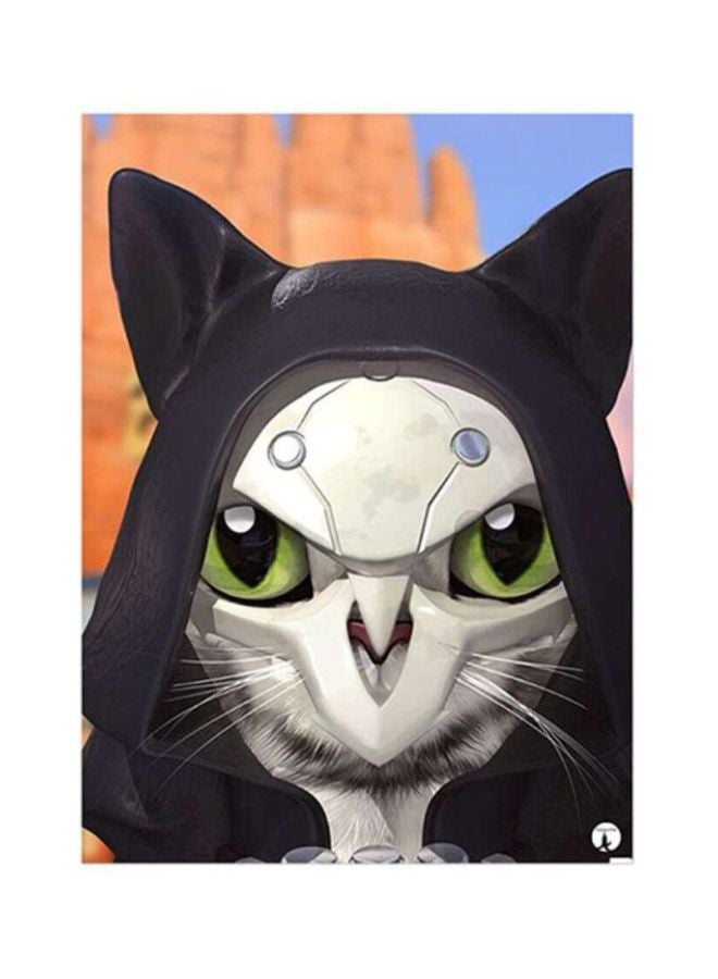 ملصق لوحي من المعدن بتصميم مستوحى من لعبة "Overwatch" أبيض/أسود/أخضر 15x20سم