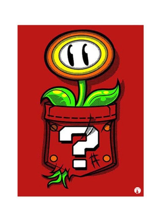 ملصق لوحي من المعدن بتصميم مستوحى من لعبة "Super Mario" أحمر/أخضر/أبيض 15x20سم