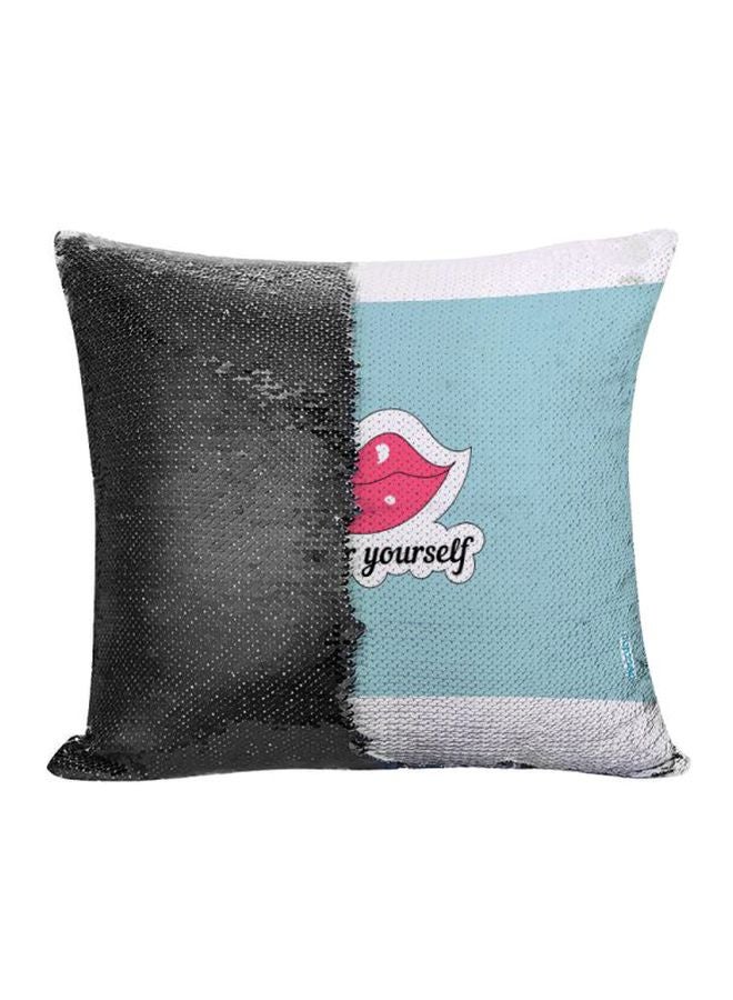 Decalac Attractive Lips Sequined Decorative Pillow Multicolour 45x45cm - Image 1