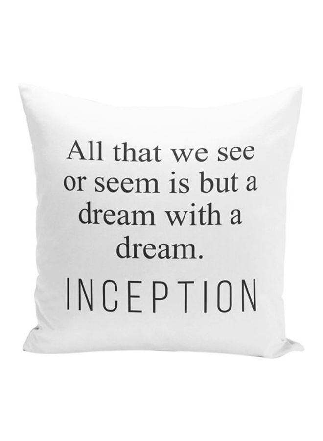 Inception Printed Decorative Pillow With Stuffing White/Black 16x16inch