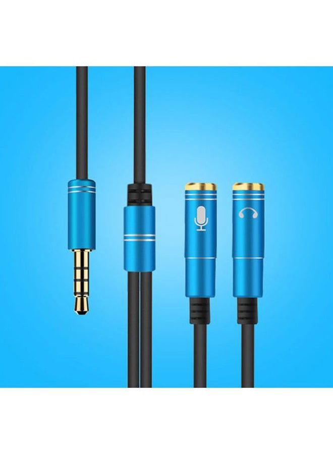 2-In-1 3.5mm Headphone Mic Splitter Cable Blue - Image 3