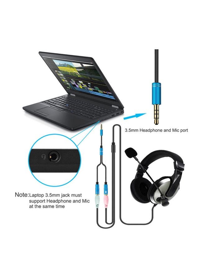 2-In-1 3.5mm Headphone Mic Splitter Cable Blue - Image 5