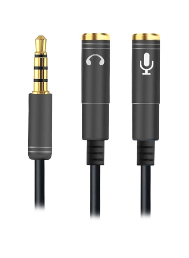 2-In-1 3.5mm Headphone Mic Splitter Cable Black - Image 1