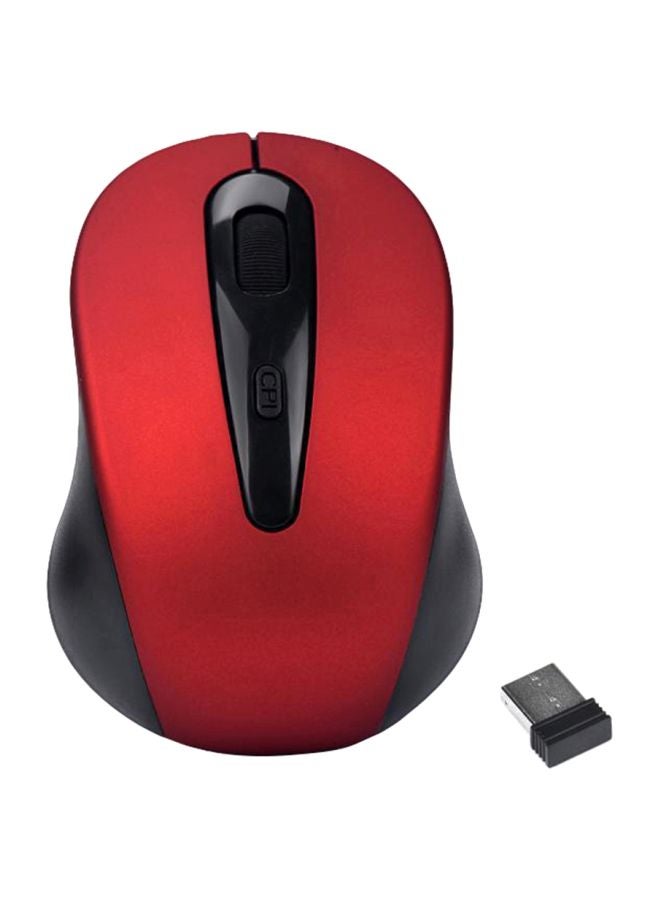 ماوس لاسلكي بثلاثة مفاتيح مع مستقبل USB أحمر وأسود - Image 1