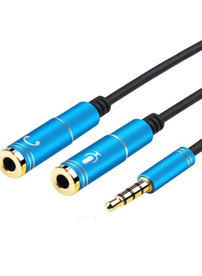 2-In-1 3.5mm Headphone Mic Splitter Cable Blue - Image 2
