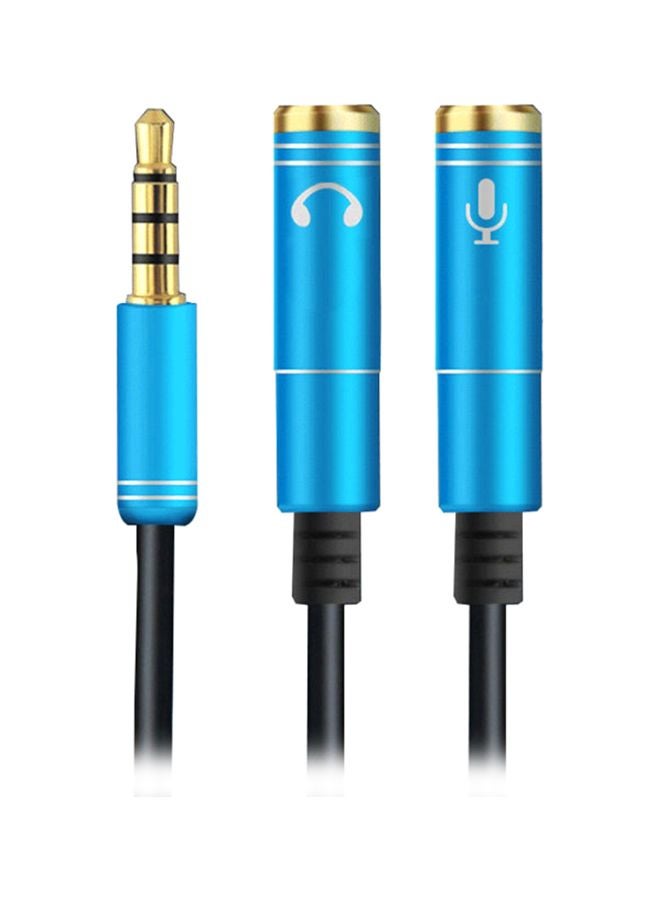 2-In-1 3.5mm Headphone Mic Splitter Cable Blue - Image 1