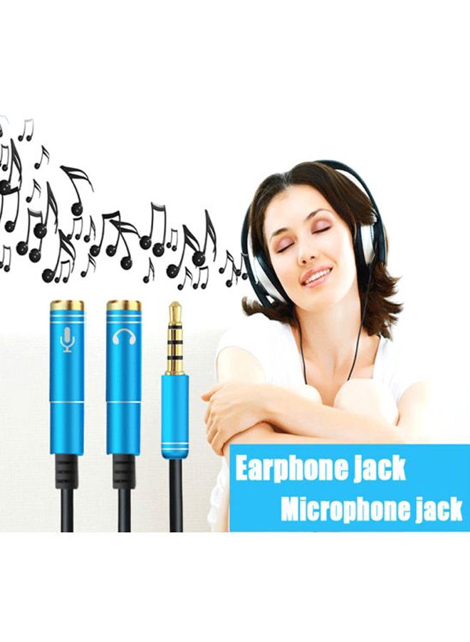 2-In-1 3.5mm Headphone Mic Splitter Cable Blue - Image 4