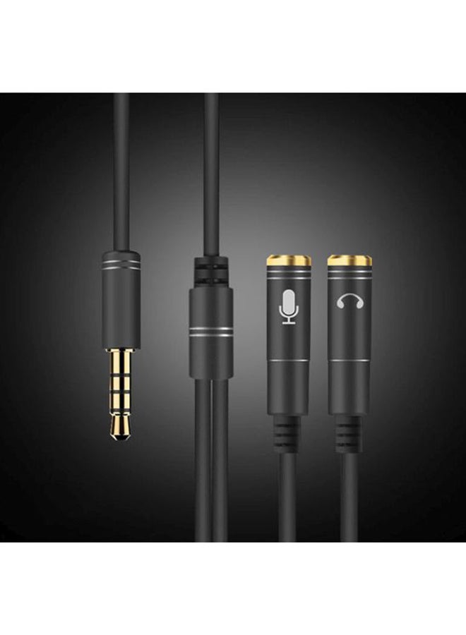 2-In-1 3.5mm Headphone Mic Splitter Cable Black - Image 2