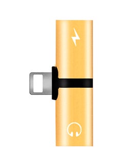 2-In-1 Audio Charger Splitter Adapter For Apple iPhone Gold