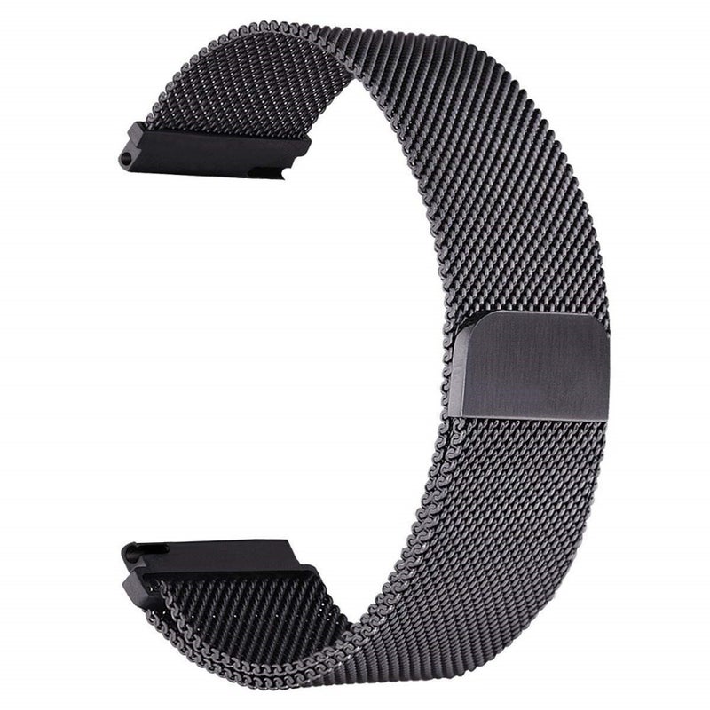22mm Stainless Steel Mesh Watch Band Strap Black - Image 1