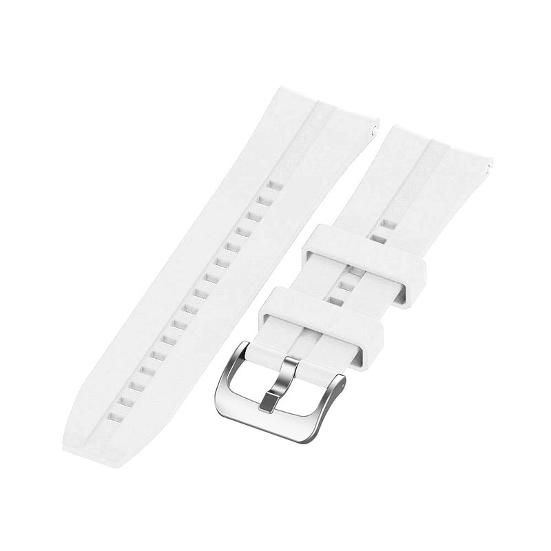 22mm Silicone Watch Strap Band with Buckle White - Image 1