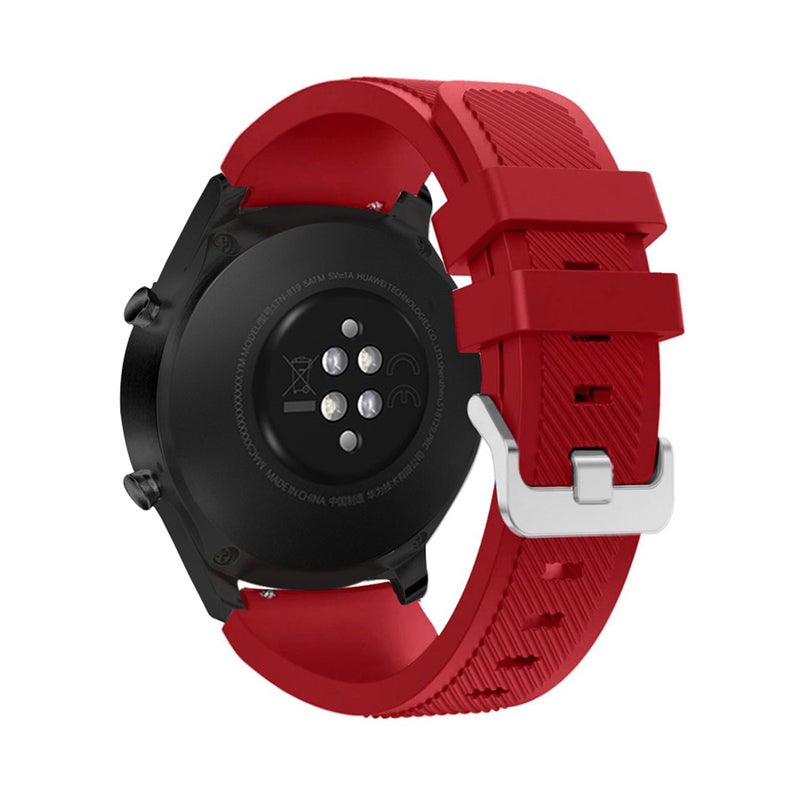 سوار ساعة بديل من السيليكون مقاس 22 مم مع سطح مخطط بإبزيم أحمر - Image 2