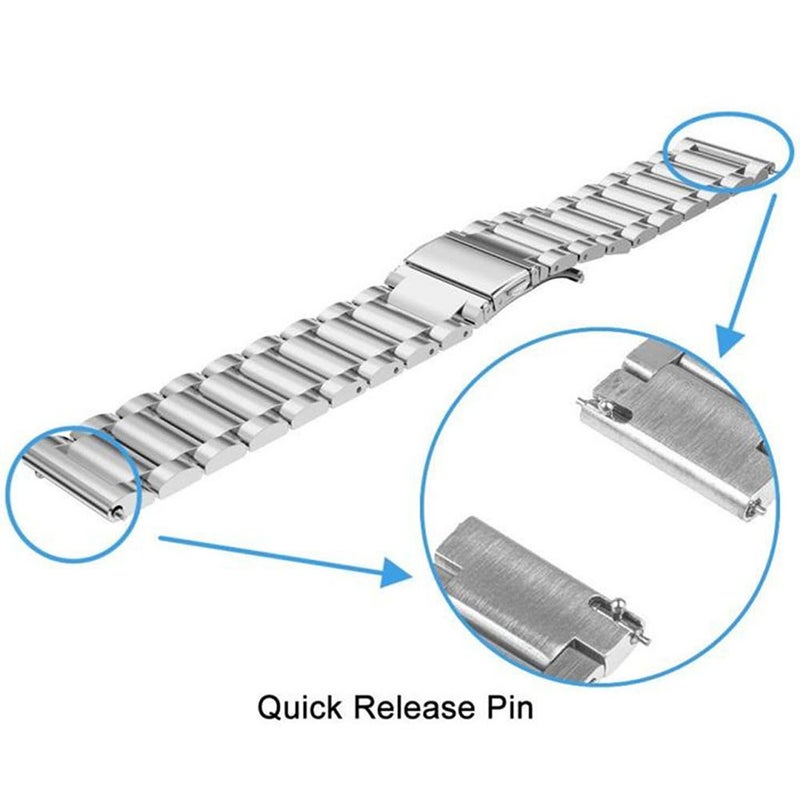 22mm Stainless Steel Watch Band Strap Black - Image 3