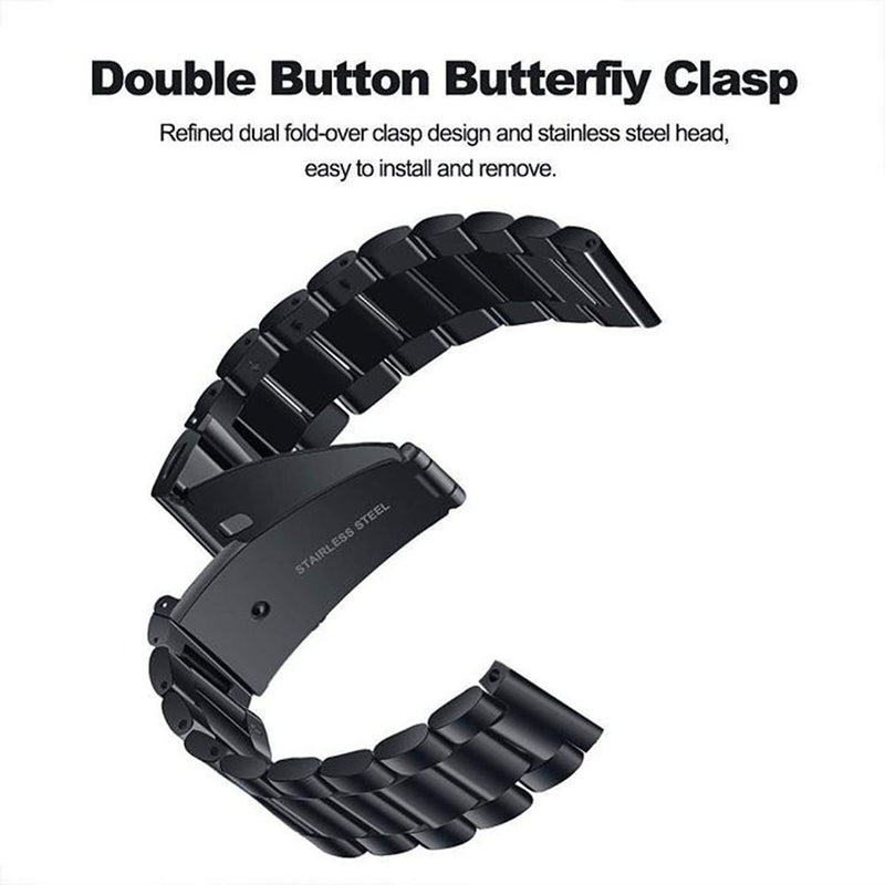 22mm Stainless Steel Watch Band Strap Black - Image 4