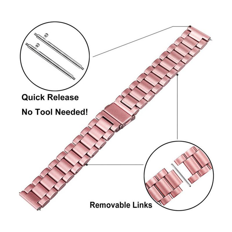 20mm Watchband Stainless Steel Watch Band Strap Black - Image 4