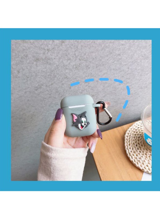 Beauenty Cartoon Themed Case Cover With Carabiner For Apple AirPods 1/2 Grey/White/Pink - Image 2