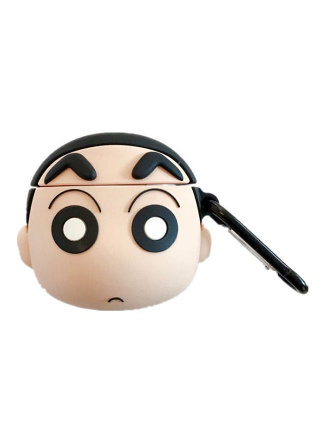 بيوينتي غطاء حماية على شكل شخصية شين تشان مزود بحلقة بقفل زنبركي لسماعات أبل آيربودز 1/2 بيج/ أسود/ أبيض - Image 1