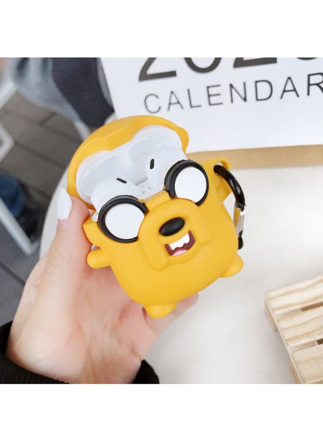 بيوينتي غطاء حماية على شكل كلب مزود بحلقة معدنية لسماعات أبل آيربودز 1/2 أصفر/أسود/أبيض - Image 2